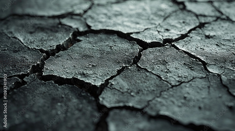 Close up of dry cracked earth with a rough texture. A sign of drought ...