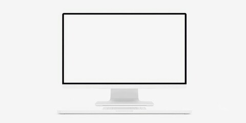 Wall Mural - Realistic laptop computer mockup with blank white screen on a clean white background, modern, blank, screen