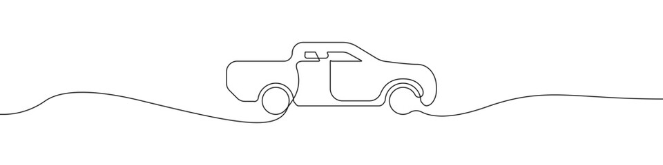 Wall Mural - Pickup icon line continuous drawing vector. One line Pickup icon vector background. Car icon. Continuous outline of a Car.