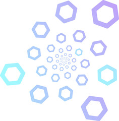 Poster - Hexagons Spiral in technological colors on a transparent background. Design element for presentations, web design, cover design and digital design.