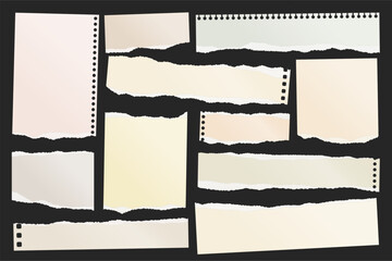 Wall Mural - ripped paper strips. realistic crumpled paper scraps with torn edges. shreds of notebook, book or ol