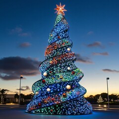 Wall Mural - christmas tree in the city