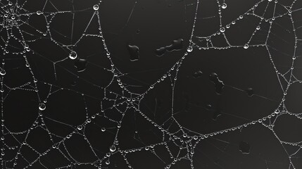 A spiderweb with water droplets on the strands.