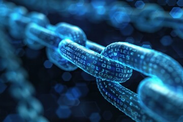 Poster - Blockchain technology creating secure digital chain connecting data