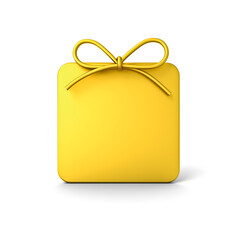 Poster - Blank 3d gold rounded square gift box display mockup sign frame stand or present showcase frame border isolated on white background with shadow minimal creative idea concepts 3D rendering