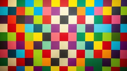 Poster - A wall covered in a colorful grid of squares.