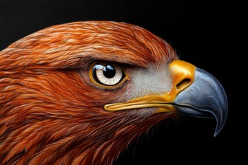 Poster - A hyper-realistic close-up of an American eagleâ€™s face, showcasing every feather and the sharpness of its piercing eyes