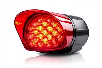 Aufkleber - A realistic red emergency light, glowing brightly with a spinning effect, placed on a white background. The light emits a vivid red glow with soft reflections and highlights, creating a sense