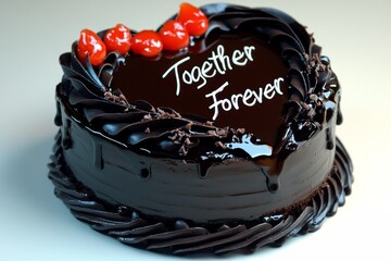 Poster - A simple 2D drawing of a heart-shaped cake with the words 