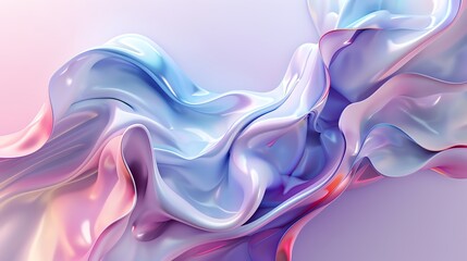 Canvas Print - abstract digital art with flowing pink and blue shapes.