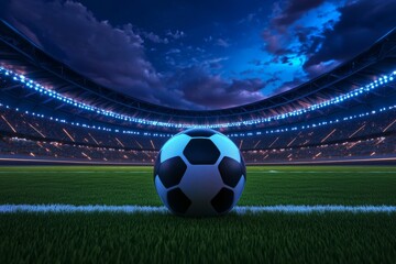Poster - Football American game reimagined in a futuristic arena, with holographic plays displayed mid-air and glowing neon equipment