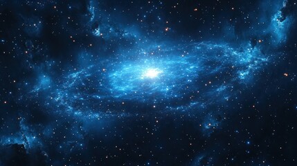 Wall Mural - A swirling nebula of blue gas and dust with a bright star at its center, surrounded by a field of twinkling stars.