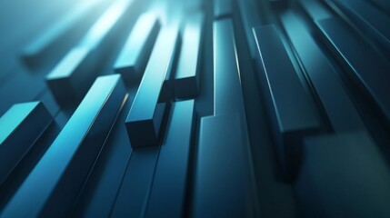 Leinwandbilder - Abstract Background of Sleek Metallic Rectangles in Varying Heights and Dimensions with Cool Blue Tones and Soft Light Effects Creating a Modern Tech Vibe for Design Projects