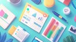 © Chantip - business dashboard flat design top view e-commerce theme watercolor vivid