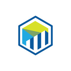 Poster - This is a logo design of a hexagonal shape with graph bar inside a hexagon frame that can be used for finance related company 

