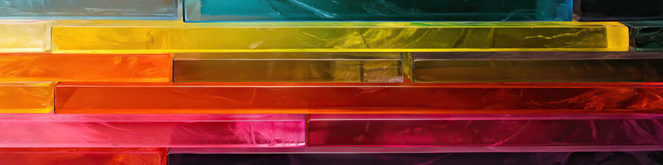 Poster - Luminous Layers: A series of stacked acrylic sheets, each dyed a different hue.