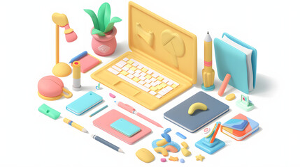 Wall Mural - Edit Icon interface isometric Cartoon 3D