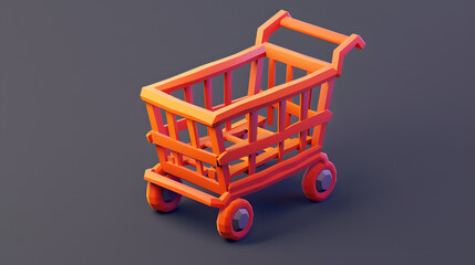 Wall Mural - Shopping Cart icon interface isometric Cartoon 3D
