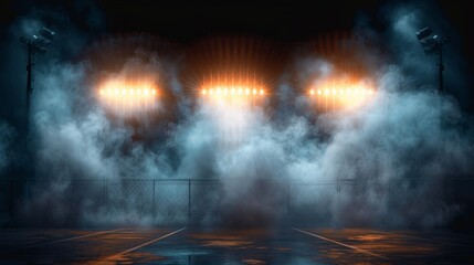 Aufkleber - Dark Stormy Stadium Lights with Smoke