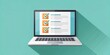 © Danicha - Flat Design Laptop Screen Featuring a Checklist with Tick Icons and Long Shadow, Perfect for Representing Task Management and Productivity Concepts with Copy Space