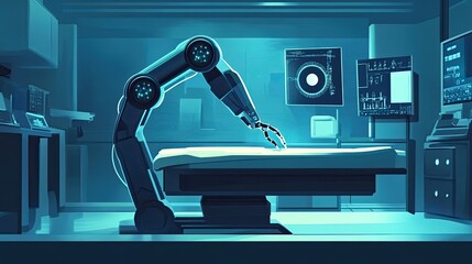 Poster - Robotic Arm Performing a Medical Procedure in a Futuristic Operating Room
