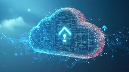 Poster - Abstract Cloud Computing Network with Upload Icon