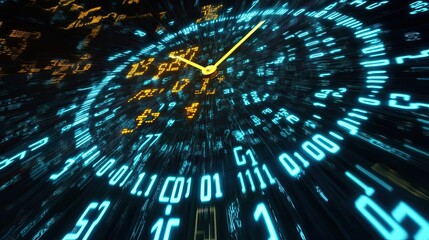 Poster - A Golden Hand Clocking a Digital Time Display