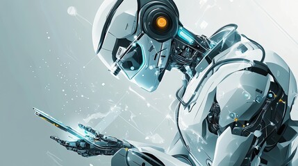 Poster - Futuristic Robot Interacting with a Smartphone