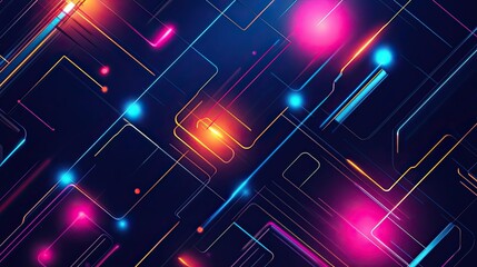 Poster - Abstract Digital Art with Neon Lines and Shapes