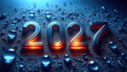 Poster - Shiny 2027 Water Droplets Creative Background Design