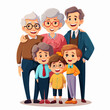© Ava - Happy Family with Grandparents - Joyful Multigenerational Illustration
