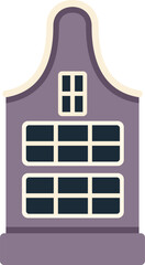 Poster - simple illustration of a traditional dutch canal house building facade with a gabled roof, isolated 