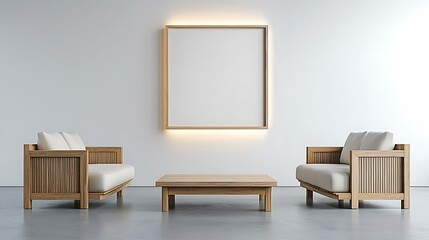 Wall Mural - Modern living room furniture arrangement minimalist design contemporary space indoor cozy atmosphere