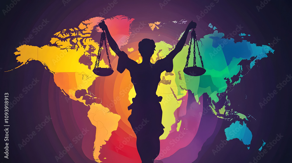 Human Rights Scale Circular Human Rights Day colorful illustration, powerful equality image ...