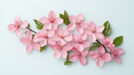 Canvas Print - delicate pink flowers arranged beautifully on a light background