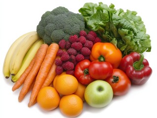 fresh assortment of colorful fruits and vegetables for healthy eating