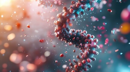 Poster - Abstract representation of DNA structure in vibrant colors showcasing genetic material.