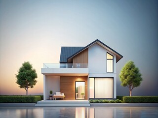 Wall Mural - Minimalist House Outline Design for Modern Home Decoration with Ample Copy Space for Customization and Branding Purposes