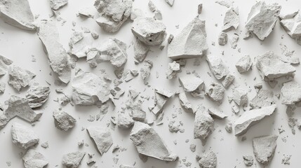 Poster - Textured Background of Crushed White Stone Fragments Creating an Industrial Aesthetic for Design Projects, Abstract Art or Modern Decor Elements