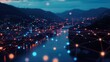 © khamz - Cityscape at Night with Connected Network