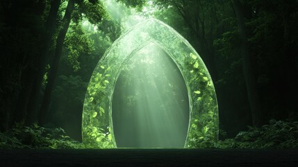 Wall Mural - a mystical archway surrounded by lush greenery and soft sunlight