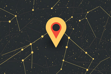 Poster - A graphic illustration of a location pin set against a starry background.