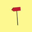 © Mzto - Red direction sign post with arrow vector illustration. Blank signage pointer with wooden pole to choose road or street