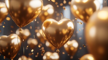 Aufkleber - Lustrous Golden Balloons Creating a Fantastical Burst of Joyful Energy and Delight : Generative AI