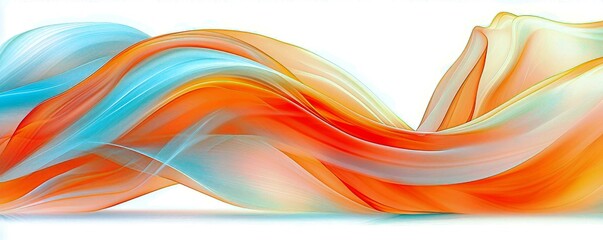 Poster - Abstract Flowing Waves of Orange and Blue in Soft Colors Creating a Dynamic and Vibrant Background for Creative Design and Art Projects