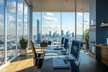 Aufkleber - Modern office with panoramic city view. (2)