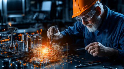 Aufkleber - skilled engineer inspects machinery with precision and focus