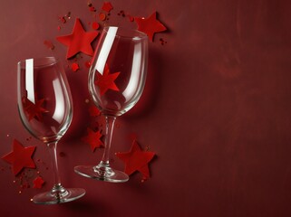 Wall Mural - two glasses of champagne with ribbon