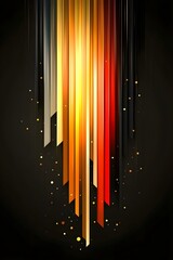 Poster - An abstract composition featuring vibrant golden, red, and orange vertical lines cascading against a dark background, creating a sense of movement and energy.