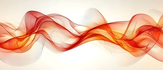 Poster - A stunning digital artwork featuring flowing waves of red and orange hues, creating a sense of movement and energy against a soft, light background.